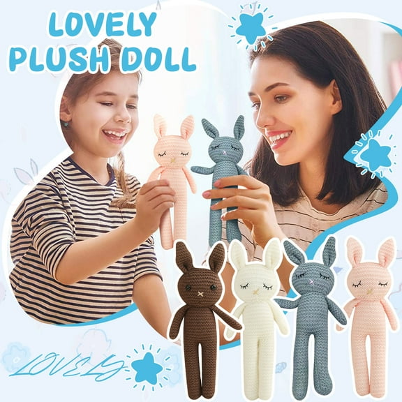 Easter Bunny Stuffed Animal Handmade Plush Woven Doll, Sleep Toy With Soft Woven Texture, Newborn Gift For Easter Decor And First-Year Companionship