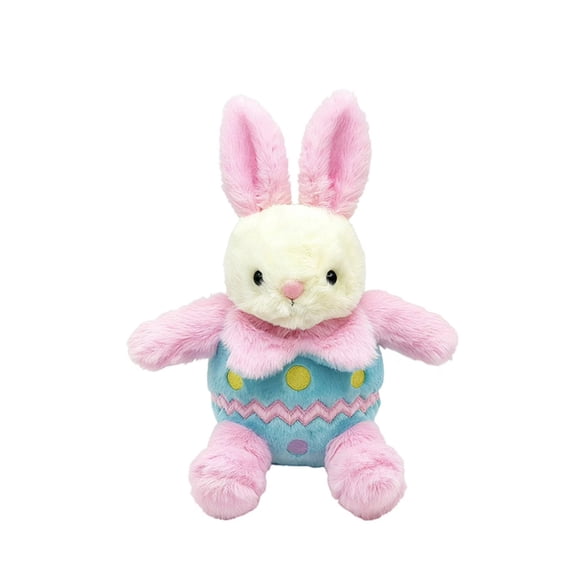 Easter Bunny Stuffed Animal with Egg Pattern - 9.8 Inch Soft Plush Toy, Spring Holiday Decor & Festive Keepsake, PP Cotton Filling