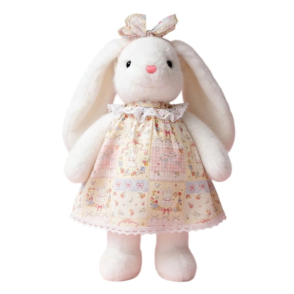 Easter Bunny Stuffed Animals with Clothes & Bow Tie, Soft Washable Stuffed Bunny, Cute Plush Toys Rabbit Easter Decoration Birthday Gift for Boys and Girls, 10 Inch (White)