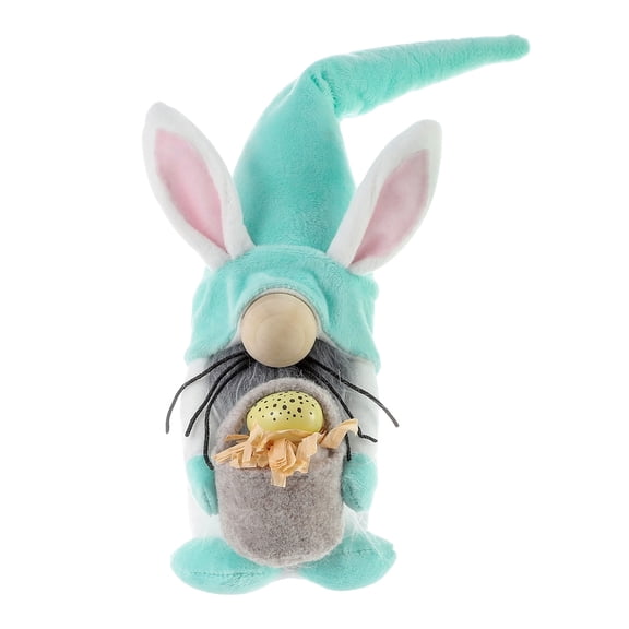 Easter Bunny Stuffed Rabbit Figurine Holding Egg Festive For Shelves And Tables Soft Ornament