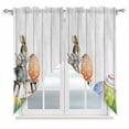 thumbnail image 1 of Easter Bunny Swag Valances for Windows, Kitchen Curtains 36 Inch Length 2 Panels Set, Colorful Eggs Spring Grass Flowers Grey Wooden Short Curtains for Small Windows Rod Pocket Cafe Curtains 28"x36", 1 of 8