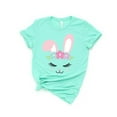 thumbnail image 1 of Easter Bunny T-Shirt, Cute Bunny Face Shirt, Easter Family Matching Shirt for Women, 1 of 5