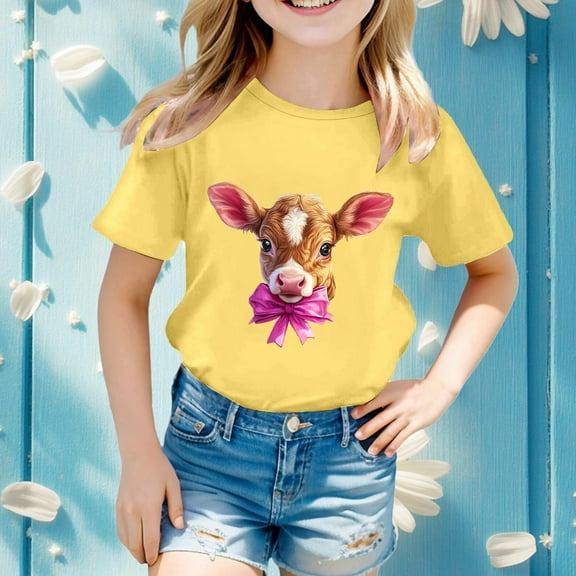 Easter Bunny T-Shirt for Toddler Girls Bunny Print Cute Summer Tops Tees Christian Faith Kids Girls T-Shirt Size 10-11