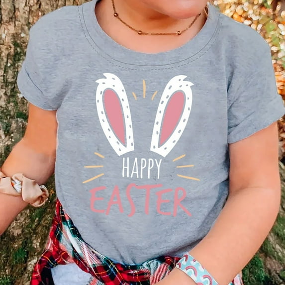 Easter Girls T-Shirt Bunny Print Short Sleeve Tee Funny Family Girls Kids T-Shirt Kids Toddler T-Shirt Size 1-2 Years