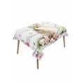 thumbnail image 1 of Easter Bunny Table Cloth, Waterproof Tablecloth for Rectangle Tables, Spring Daisy Flower Colorful Eggs White Wooden Reusable Washable Fabric Table Cover for Restaurant Kitchen Dining Tables 60"x84", 1 of 9
