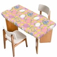 thumbnail image 1 of Easter Bunny Table Cloths for 3 Foot Rectangle Tables, Colorful Eggs Spring Leaves Daisy Yellow Pink Plaid Patio Waterproof Elastic Fitted Tablecloths, Washable Rectangular Table Cover for Camping, 1 of 8