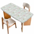 thumbnail image 1 of Easter Bunny Table Cloths for 4 Foot Rectangle Tables, Carrots Cute Rabbit Pink Love Heart Grey Green Patio Waterproof Elastic Fitted Tablecloths, Washable Rectangular Table Cover for Camping, 1 of 8