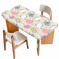 thumbnail image 1 of Easter Bunny Table Cloths for 4 Foot Rectangle Tables, Colorful Eggs Spring Leaves Daisy Flowers Patio Waterproof Elastic Fitted Tablecloths, Washable Rectangular Table Cover for Camping, 1 of 8