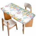 thumbnail image 1 of Easter Bunny Table Cloths for 4 Foot Rectangle Tables, Eucalyptus Leaves Spring Easter Eggs Country Patio Waterproof Elastic Fitted Tablecloths, Washable Rectangular Table Cover for Camping, 1 of 8