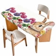 thumbnail image 1 of Easter Bunny Table Cloths for 4 Foot Rectangle Tables, Spring Colorful Daisy Flowers Rabbit Rustic Patio Waterproof Elastic Fitted Tablecloths, Washable Rectangular Table Cover for Camping, 1 of 8