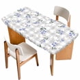 thumbnail image 1 of Easter Bunny Table Cloths for 4 Foot Rectangle Tables, Spring Purple Flower Rustic Farmhouse Grey Plaid Patio Waterproof Elastic Fitted Tablecloths, Washable Rectangular Table Cover for Camping, 1 of 8