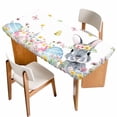 thumbnail image 1 of Easter Bunny Table Cloths for 5 Foot Rectangle Tables, Blue Easter Eggs Spring Floral Butterflies Patio Waterproof Elastic Fitted Tablecloths, Washable Rectangular Table Cover for Camping, 1 of 8