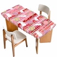 thumbnail image 1 of Easter Bunny Table Cloths for 5 Foot Rectangle Tables, Colorful Eggs Spring Leaves Farm Pink Stripes Patio Waterproof Elastic Fitted Tablecloths, Washable Rectangular Table Cover for Camping, 1 of 8