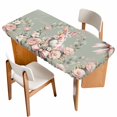 thumbnail image 1 of Easter Bunny Table Cloths for 5 Foot Rectangle Tables, Cute Rabbit Rose Floral Country Leaves Plants Green Patio Waterproof Elastic Fitted Tablecloths, Washable Rectangular Table Cover for Camping, 1 of 8