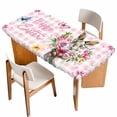 thumbnail image 1 of Easter Bunny Table Cloths for 5 Foot Rectangle Tables, Cute Rabbits Spring Daisy Flowers Pink Plaid Patio Waterproof Elastic Fitted Tablecloths, Washable Rectangular Table Cover for Camping, 1 of 8