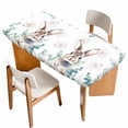 thumbnail image 1 of Easter Bunny Table Cloths for 5 Foot Rectangle Tables, Eucalyptus Leaves Cute Rabbit White Flowers Patio Waterproof Elastic Fitted Tablecloths, Washable Rectangular Table Cover for Camping, 1 of 8