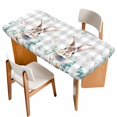 thumbnail image 1 of Easter Bunny Table Cloths for 5 Foot Rectangle Tables, Eucalyptus Leaves Rabbit Flowers Grey Plaid Patio Waterproof Elastic Fitted Tablecloths, Washable Rectangular Table Cover for Camping, 1 of 8