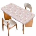 thumbnail image 1 of Easter Bunny Table Cloths for 5 Foot Rectangle Tables, Spring Carrots Cute Rabbit Pink Love Heart Gifts Patio Waterproof Elastic Fitted Tablecloths, Washable Rectangular Table Cover for Camping, 1 of 8