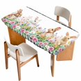 thumbnail image 1 of Easter Bunny Table Cloths for 5 Foot Rectangle Tables, Spring Daisy Flowers Rabbits Buffalo Plaid Patio Waterproof Elastic Fitted Tablecloths, Washable Rectangular Table Cover for Camping, 1 of 8