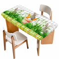 thumbnail image 1 of Easter Bunny Table Cloths for 5 Foot Rectangle Tables, Spring Garden Floral Botanical Gray Plaid Patio Waterproof Elastic Fitted Tablecloths, Washable Rectangular Table Cover for Camping, 1 of 8