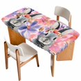 thumbnail image 1 of Easter Bunny Table Cloths for 5 Foot Rectangle Tables, Spring Pink Flowers Rabbit Pastoral Botanical Patio Waterproof Elastic Fitted Tablecloths, Washable Rectangular Table Cover for Camping, 1 of 8