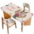 thumbnail image 1 of Easter Bunny Table Cloths for 6 Foot Rectangle Tables, Cute Rabbits Spring Daisy Flowers Retro Beige Patio Waterproof Elastic Fitted Tablecloths, Washable Rectangular Table Cover for Camping, 1 of 8