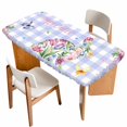 thumbnail image 1 of Easter Bunny Table Cloths for 6 Foot Rectangle Tables, Spring Flower Daisy Tulips Purple Plaid Patio Waterproof Elastic Fitted Tablecloths, Washable Rectangular Table Cover for Camping, 1 of 8
