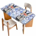 thumbnail image 1 of Easter Bunny Table Cloths for 6 Foot Rectangle Tables, Spring Purple Flowers Rabbit Pastoral Plants Patio Waterproof Elastic Fitted Tablecloths, Washable Rectangular Table Cover for Camping, 1 of 8
