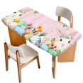 thumbnail image 1 of Easter Bunny Table Cloths for 6 Foot Rectangle Tables, Spring Watercolor Eggs Flower Wood Grain Pink Patio Waterproof Elastic Fitted Tablecloths, Washable Rectangular Table Cover for Camping, 1 of 8