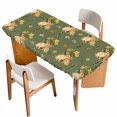thumbnail image 1 of Easter Bunny Table Cloths for 6 Foot Rectangle Tables, Spring Yellow Flowers Country Plants Green Patio Waterproof Elastic Fitted Tablecloths, Washable Rectangular Table Cover for Camping, 1 of 8