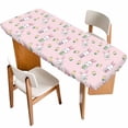 thumbnail image 1 of Easter Bunny Table Cloths for 8 Foot Rectangle Tables, Cute Rabbits Eggs Spring Tulips Country Pink Patio Waterproof Elastic Fitted Tablecloths, Washable Rectangular Table Cover for Camping, 1 of 8