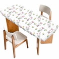 thumbnail image 1 of Easter Bunny Table Cloths for 8 Foot Rectangle Tables, Cute Rabbits Green Eggs Spring Tulips Patio Waterproof Elastic Fitted Tablecloths, Washable Rectangular Table Cover for Camping, 1 of 8