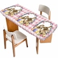 thumbnail image 1 of Easter Bunny Table Cloths for 8 Foot Rectangle Tables, Spring Easter Eggs Chick Floral Pink Check Patio Waterproof Elastic Fitted Tablecloths, Washable Rectangular Table Cover for Camping, 1 of 8