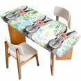 thumbnail image 1 of Easter Bunny Table Cloths for 8 Foot Rectangle Tables, Spring Flowers Green Leaves Pastoral Plants Patio Waterproof Elastic Fitted Tablecloths, Washable Rectangular Table Cover for Camping, 1 of 8