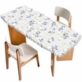 thumbnail image 1 of Easter Bunny Table Cloths for 8 Foot Rectangle Tables, Spring Purple Flower Rustic Rabbit Farmhouse Patio Waterproof Elastic Fitted Tablecloths, Washable Rectangular Table Cover for Camping, 1 of 8