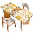 thumbnail image 1 of Easter Bunny Table Cloths for 8 Foot Rectangle Tables, Spring Yellow Floral Rabbit Scarf Botanical Patio Waterproof Elastic Fitted Tablecloths, Washable Rectangular Table Cover for Camping, 1 of 8