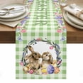 thumbnail image 1 of Easter Bunny Table Runner - 108 Inch Long, Kitchen Dining Table Runner Dresser Scarves, Spring Easter Eggs Chick Floral Sage Green Check Farmhouse Decor for Coffee Tables Wedding Party Banquet, 1 of 8