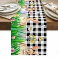 thumbnail image 1 of Easter Bunny Table Runner - 108 Inch Long, Kitchen Dining Table Runner Dresser Scarves, Spring Easter Eggs Chicken Black White Plaid Farmhouse Decor for Coffee Tables Wedding Party Banquet, 1 of 8