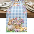 thumbnail image 1 of Easter Bunny Table Runner - 36 Inch Long, Kitchen Dining Table Runner Dresser Scarves, Spring Easter Eggs Floral Blue Check Farmhouse Decor for Coffee Tables Wedding Party Banquet, 1 of 8
