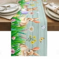 thumbnail image 1 of Easter Bunny Table Runner - 36 Inch Long, Kitchen Dining Table Runner Dresser Scarves, Spring Easter Eggs Floral Teal Wood Farmhouse Decor for Coffee Tables Wedding Party Banquet, 1 of 8
