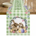 thumbnail image 1 of Easter Bunny Table Runner - 36 Inch Long Spring Easter Eggs Chick Floral Sage Green Check Cotton and Linen Blended Dress Scarves Farmhouse Table Runner for Kitchen Dining, Coffee Table, 13" x 36", 1 of 8