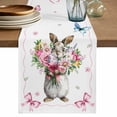thumbnail image 1 of Easter Bunny Table Runner 36 Inches, Cute Rabbits Spring Daisy Flowers Butterfly Bed Runner Dresser Scarves Tabletop for Indoor Outdoor Parties/Ceremony/Banquet, 13"x 36", 1 of 8