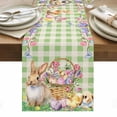 thumbnail image 1 of Easter Bunny Table Runner - 48 Inch Long, Kitchen Dining Table Runner Dresser Scarves, Spring Easter Eggs Floral Sage Green Check Farmhouse Decor for Coffee Tables Wedding Party Banquet, 1 of 8