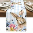 thumbnail image 1 of Easter Bunny Table Runner - 48 Inch Long, Kitchen Dining Table Runner Dresser Scarves, Spring Watercolor Flower Blue Plaid Farmhouse Decor for Coffee Tables Wedding Party Banquet, 1 of 8