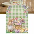 thumbnail image 1 of Easter Bunny Table Runner 48 Inches Long Farmhouse Dress Scarves, Spring Easter Eggs Floral Sage Green Check Dining Tablerunner for Coffee Table/Kitchen Island/Party Décor, 13" x 48", 1 of 8