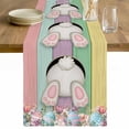 thumbnail image 1 of Easter Bunny Table Runner - 60 Inch Long Cute Rabbit Eggs Flowers Colorful Wood Plank Cotton and Linen Blended Dress Scarves Farmhouse Table Runner for Kitchen Dining, Coffee Table, 13" x 60", 1 of 8