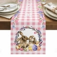 thumbnail image 1 of Easter Bunny Table Runner - 60 Inch Long, Kitchen Dining Table Runner Dresser Scarves, Spring Easter Eggs Chick Floral Pink Check Farmhouse Decor for Coffee Tables Wedding Party Banquet, 1 of 8