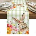 thumbnail image 1 of Easter Bunny Table Runner - 70 Inch Long, Kitchen Dining Table Runner Dresser Scarves, Spring Watercolor Flower Green Plaid Farmhouse Decor for Coffee Tables Wedding Party Banquet, 1 of 8