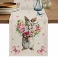 thumbnail image 1 of Easter Bunny Table Runner 70 Inches, Cute Rabbits Spring Daisy Flowers Retro Beige Bed Runner Dresser Scarves Tabletop for Indoor Outdoor Parties/Ceremony/Banquet, 13" x 70", 1 of 8