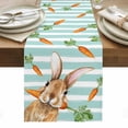 thumbnail image 1 of Easter Bunny Table Runner - 72 Inch Long, Kitchen Dining Table Runner Dresser Scarves, Spring Rabbits Carrots Turquoise Stripes Farmhouse Decor for Coffee Tables Wedding Party Banquet, 1 of 8